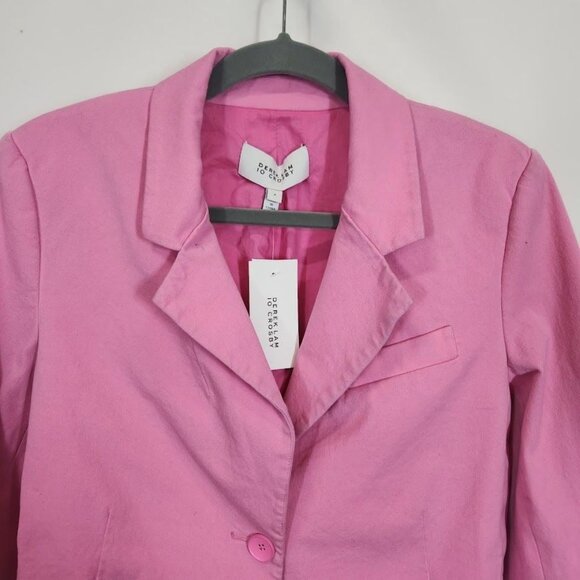 DEREK LAM 10 CROSBY Courtney cropped cotton-blend blazer - Bright Pink - Size 8 - Picture 3 of 11